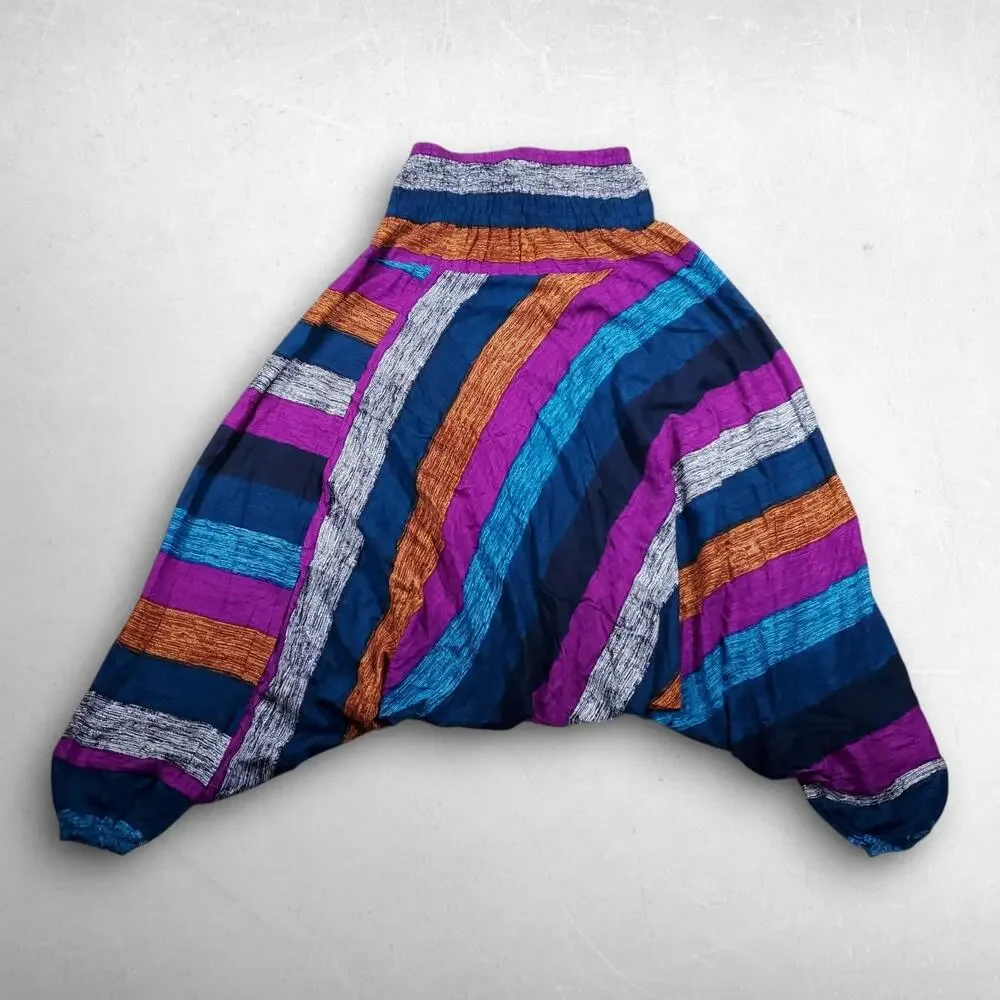 2-in-1 Jumpsuit Harem Pants Unisex OS Multicolor Smocked High Waist Boho Lounge